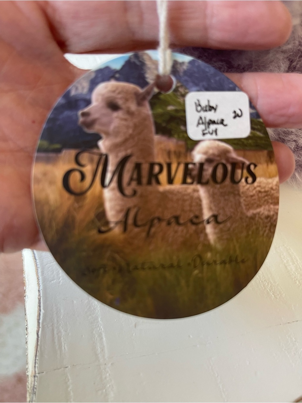 Lavender Plush Alpaca Key & Card Holder Keychain - Picture 4 of 5